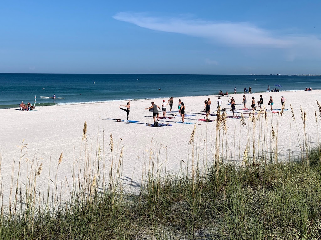 Yoga on the beach in Pass-a-grille, Florida